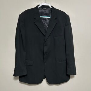 Jos A Bank Mens Sports Coat Blazer 50R Black 100% Wool Preppy Evening Jacket